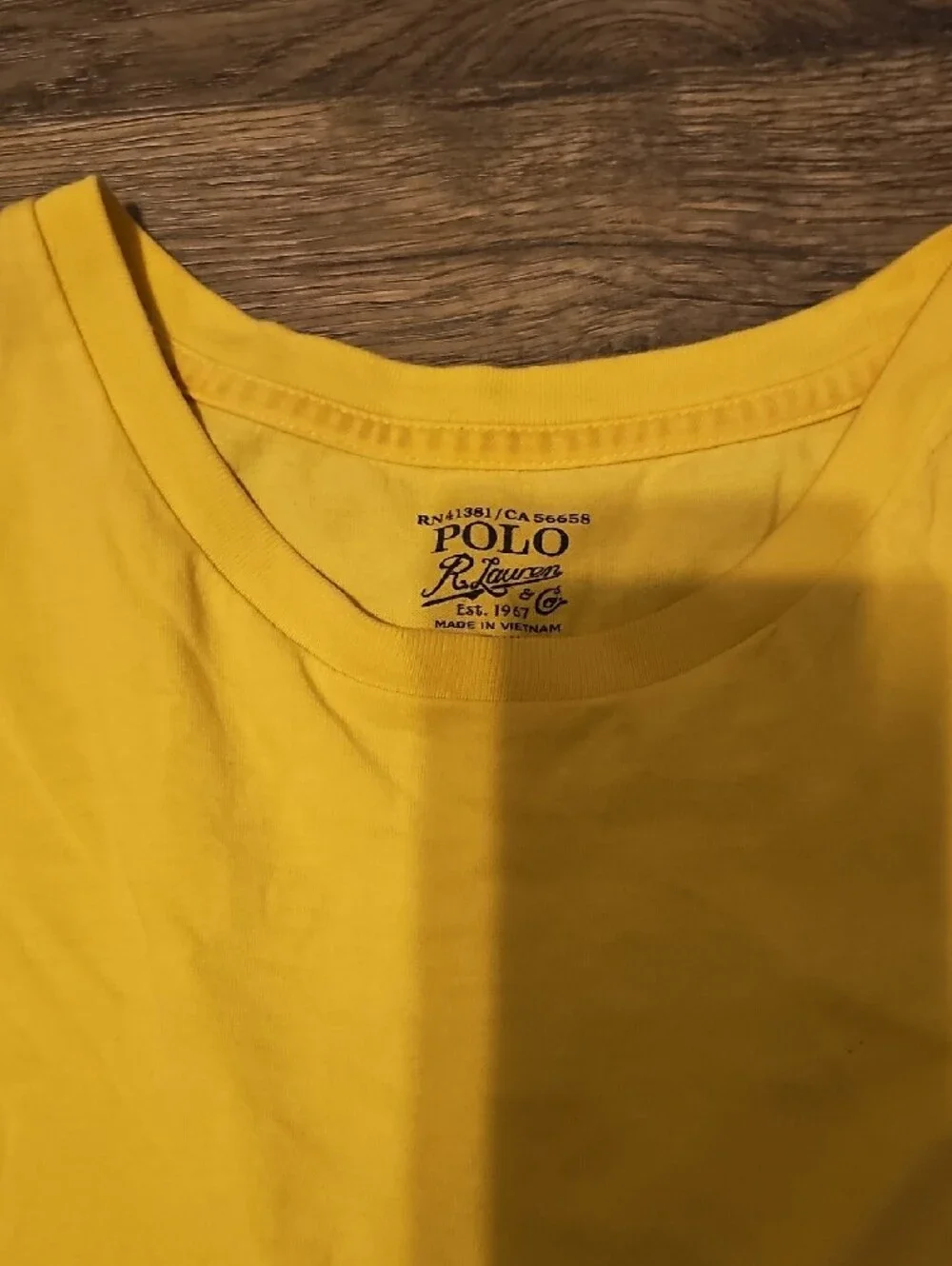 Polo Tee Shirt Ralph Lauren Light Yellow Crewneck Light Blue Pony Xlarge